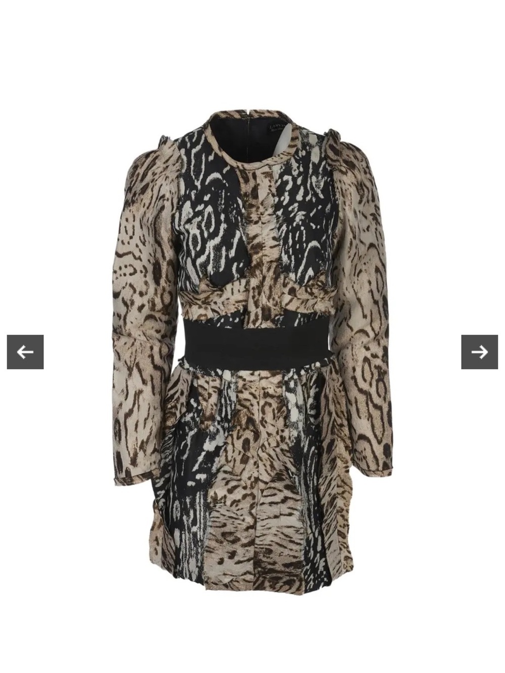 Lanvin Black Beige Animal Print Dress, pre-owned, medium size